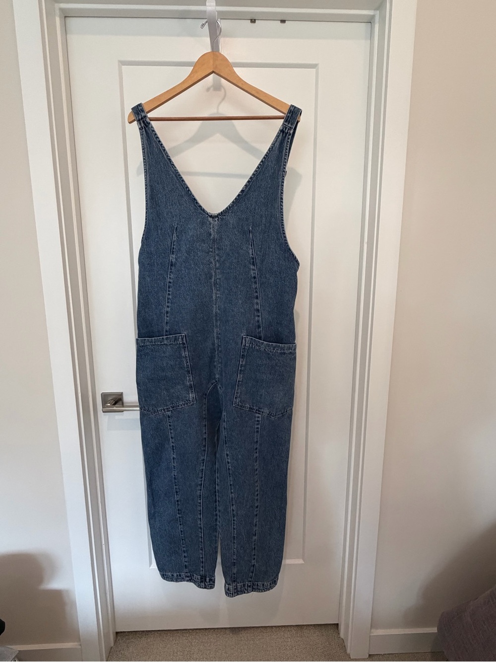 Free People Med Denim Utility Jumpsuit - Blue